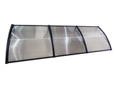 Copertină ECO de ușă 360×120cm marchiză adăpost acoperiș negru-transparent
